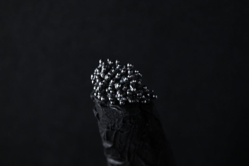 Handcrafted massive oxidised solid silver droplets ring number 4 - Natt Jewellery