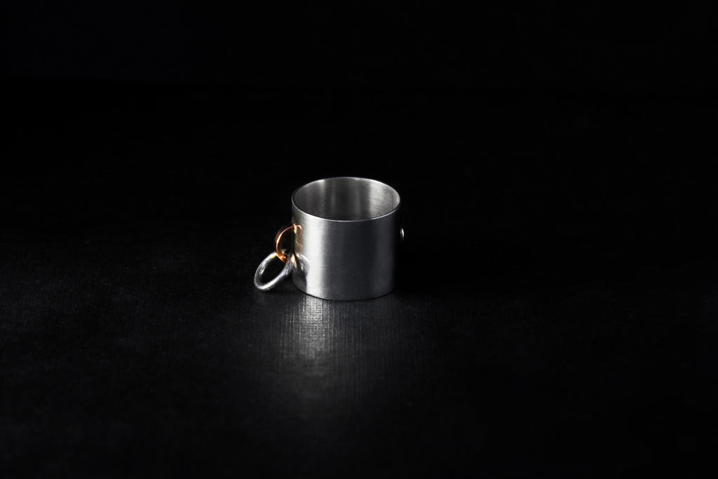 Handcrafted solid silver and copper wide choker ring number 3 - Natt Jewellery