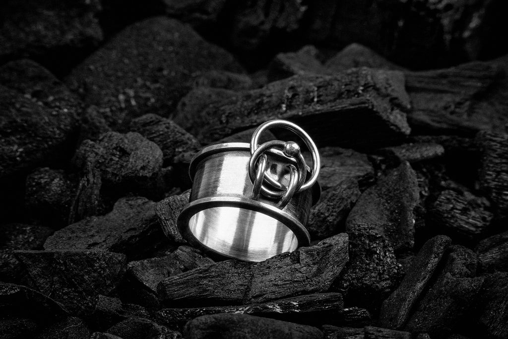 Handcrafted bondage-inspired textured solid silver choker ring number 2 - Natt Jewellery