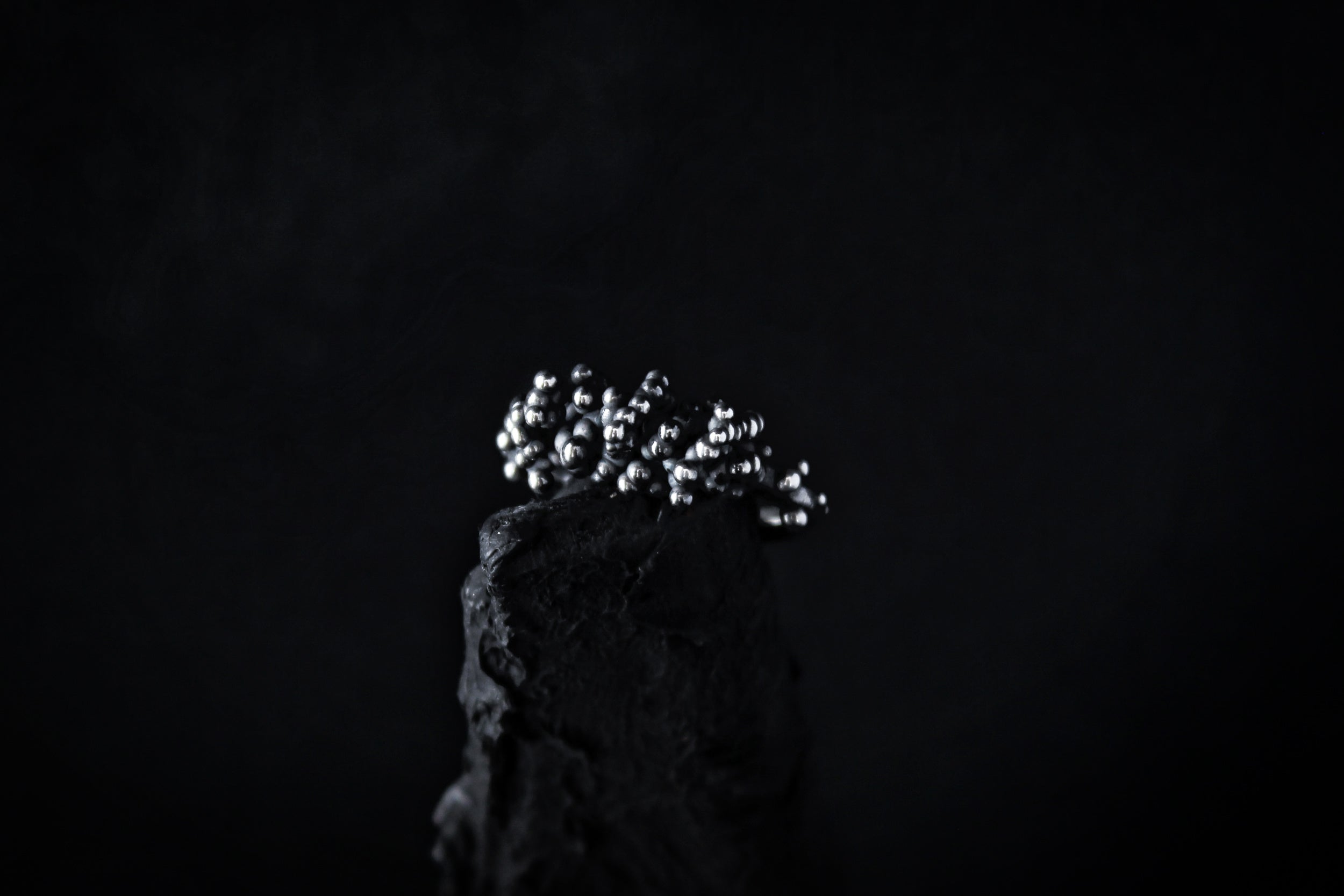 Handcrafted oxidised solid sterling silver droplets ring number 2 - Natt Jewellery