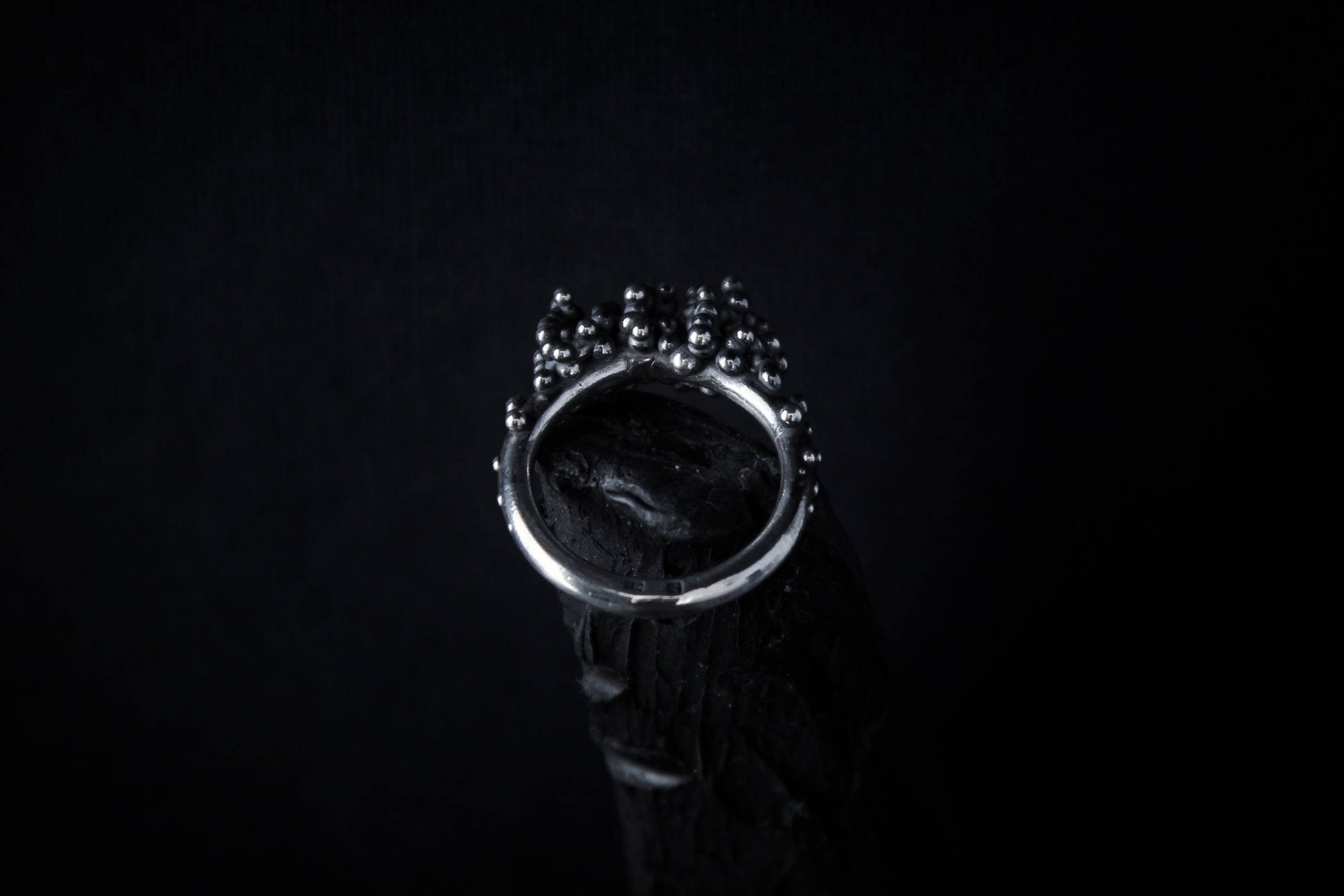 Handcrafted oxidised sterling silver droplets ring number 2 - Natt Jewellery