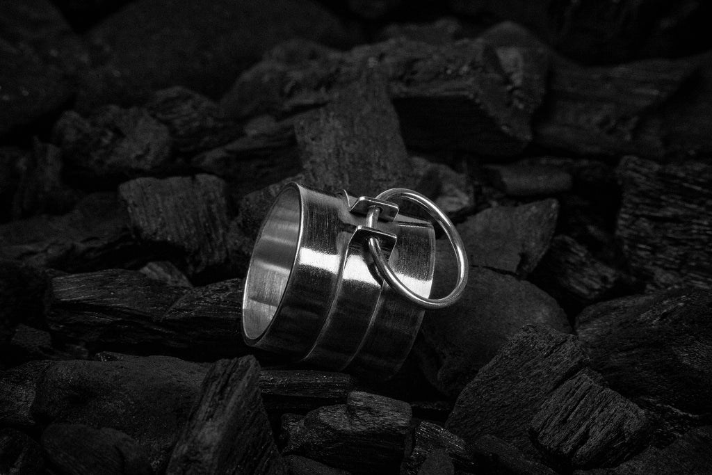 Handcrafted wide silver armour choker ring - Natt Jewellery