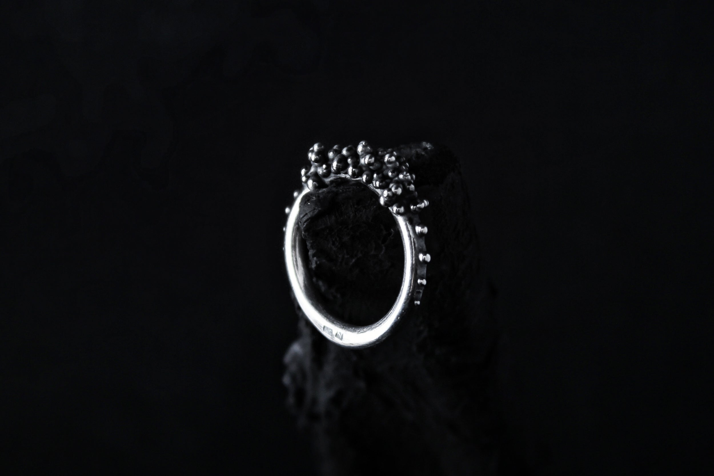 Oxidised solid sterling silver droplets ring number 3 - Natt Jewellery