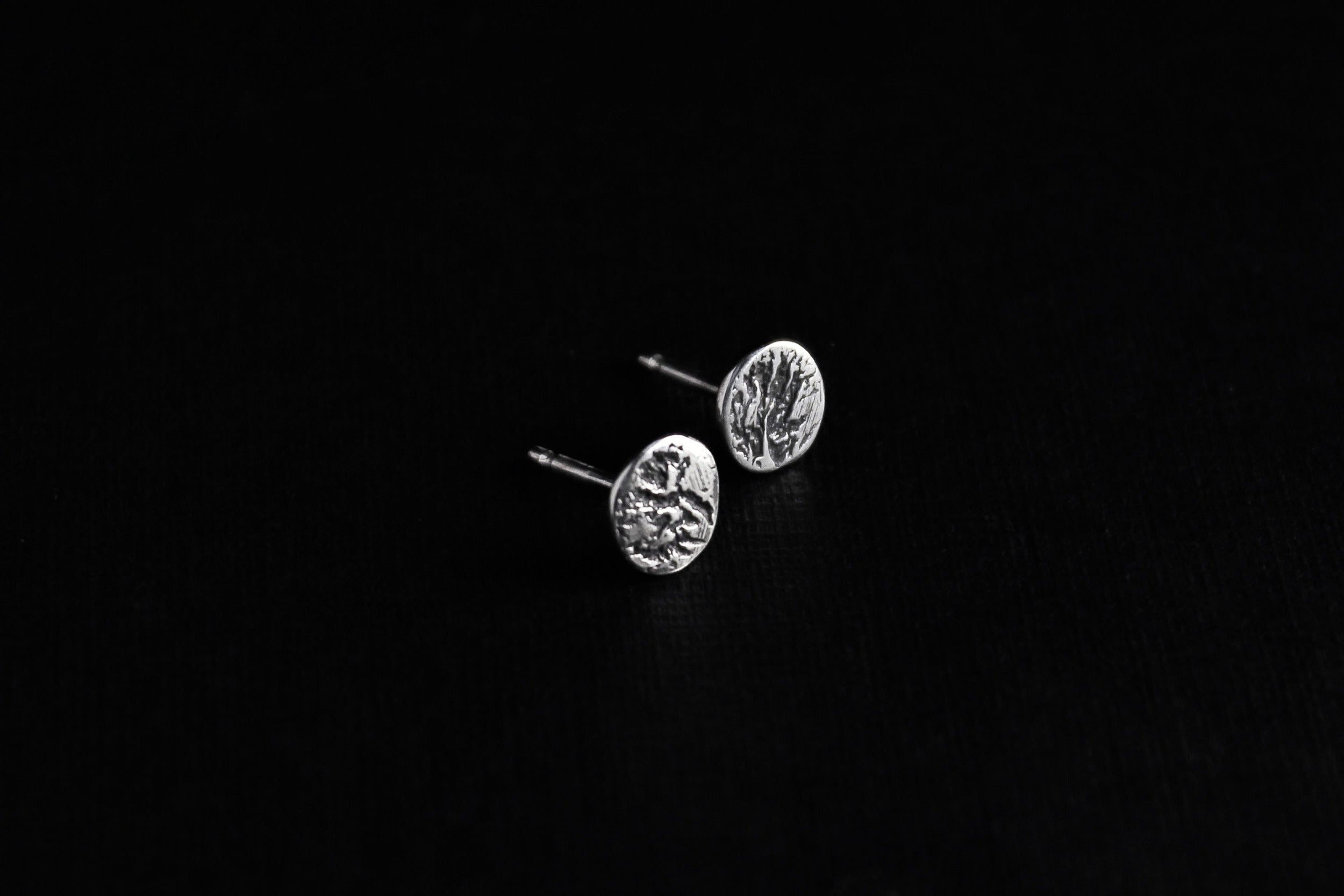 Textured oxidised silver earrings - Natt Jewellery